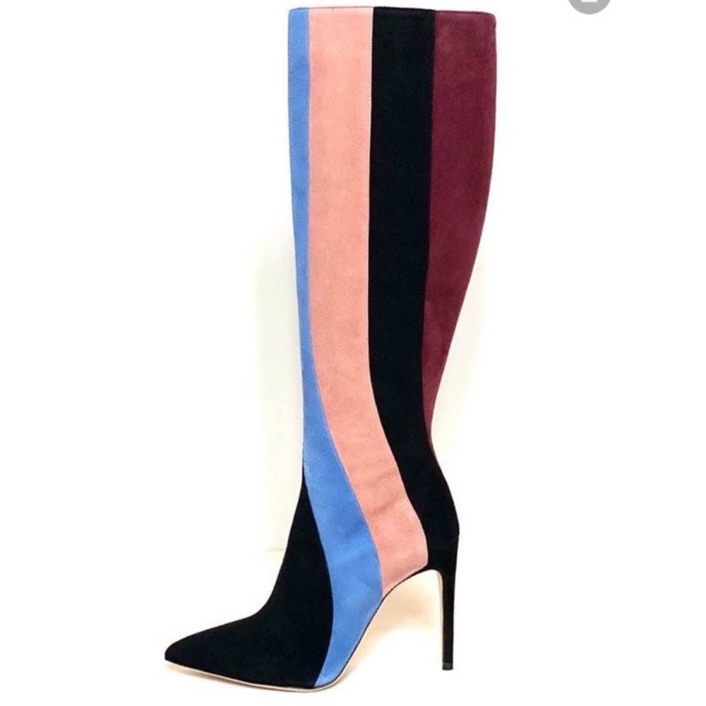 NEW WITH TAGS AND BOX Tori Soudan Multicolor Suede Greta Boots